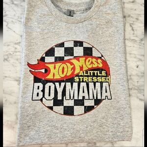 Boy mom shirt hot mess cute popular trending boy mama short sleeve Tshirt